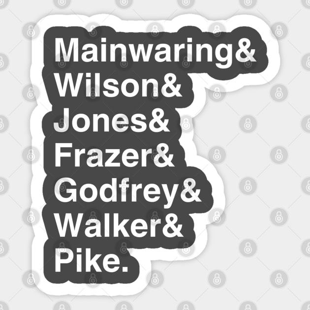 Dad's Army Mainwaring Pike Jones Frazer Godfrey Sticker by SonnyBoyDesigns